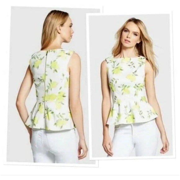 Kate Spade New York Thalia crisp cotton lemon peplum top U.S. 8 - Picture 3 of 7